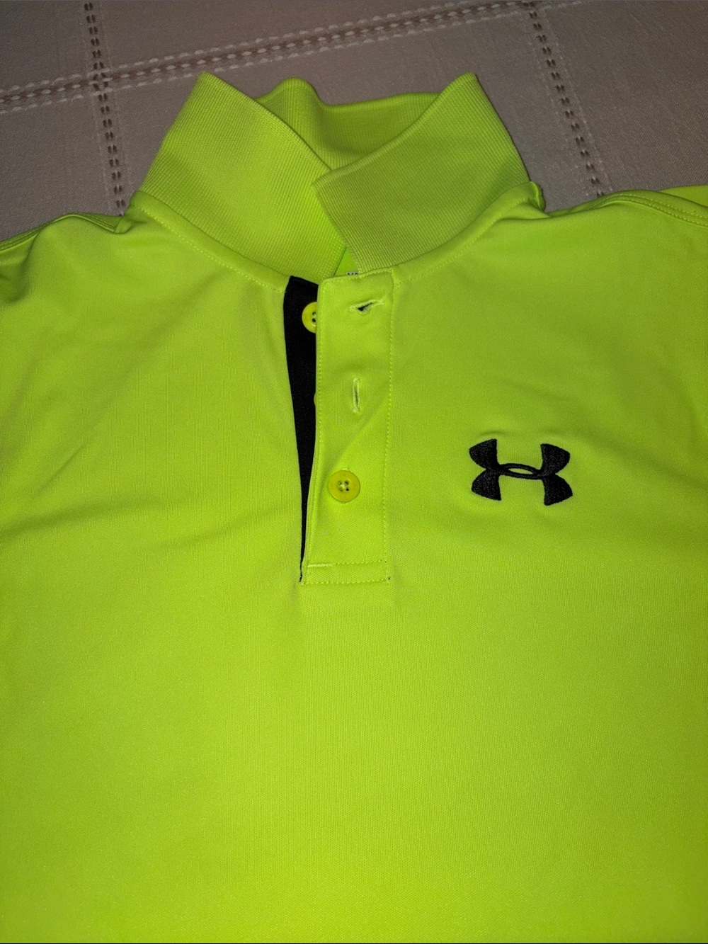 Under Armour Neon Yellow Polo with Black Logo Accent